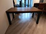 Mooie eettafel met bruin blad en zwart onderstel., Huis en Inrichting, Tafels | Eettafels, Ophalen, 50 tot 100 cm, Zo goed als nieuw