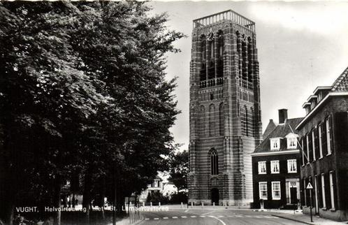Vught, Helvoirtseweg met St. Lambertustoren - ongelopen, Verzamelen, Ansichtkaarten | Nederland, Ongelopen, Noord-Brabant, 1920 tot 1940