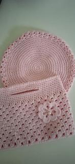 Gehaakte baret en tasje/ de Haakboetiek, Ophalen of Verzenden, Nieuw, Meisje, Hoed