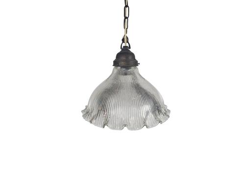 Art Deco - Holophane -  Hanglamp - kristal - 1950s, Huis en Inrichting, Lampen | Hanglampen, Gebruikt, 75 cm of meer, Glas, Ophalen of Verzenden