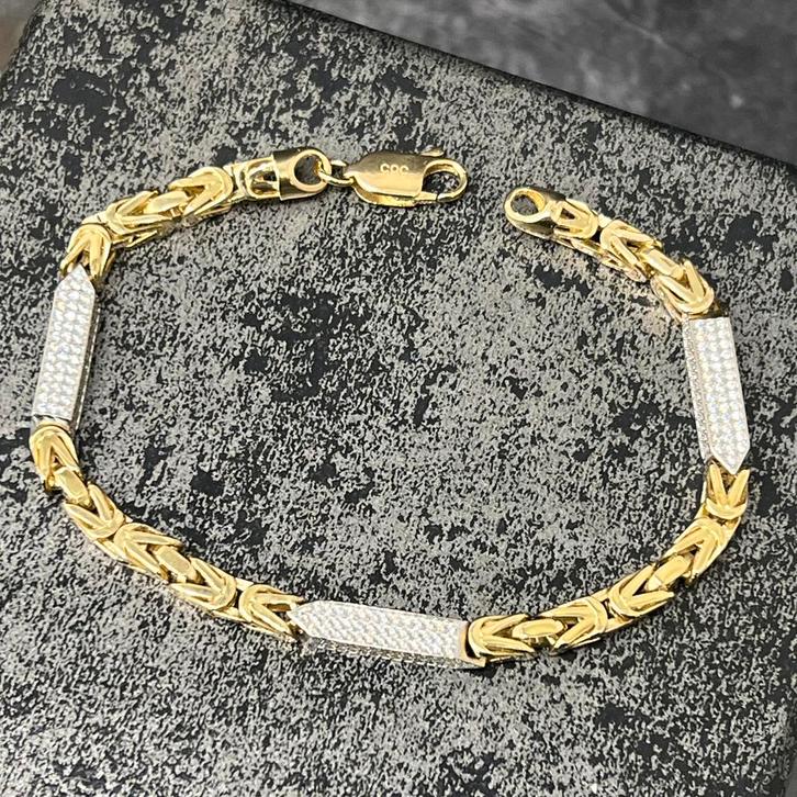 14 karaat gouden armband koningsschakel nieuw, Sieraden, Tassen en Uiterlijk, Armbanden, Zo goed als nieuw, Ophalen of Verzenden