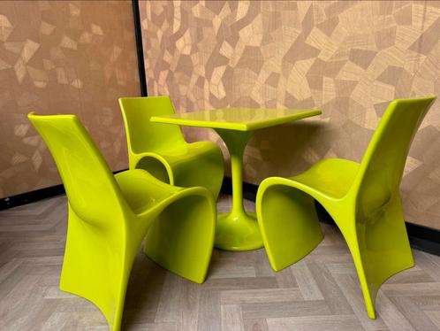 3X Design Stoel Met Bij Passende Tafel, Huis en Inrichting, Stoelen, Gebruikt, Wit, Ophalen of Verzenden