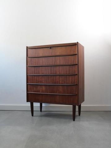 Vintage Deense ladekast in teak  beschikbaar voor biedingen