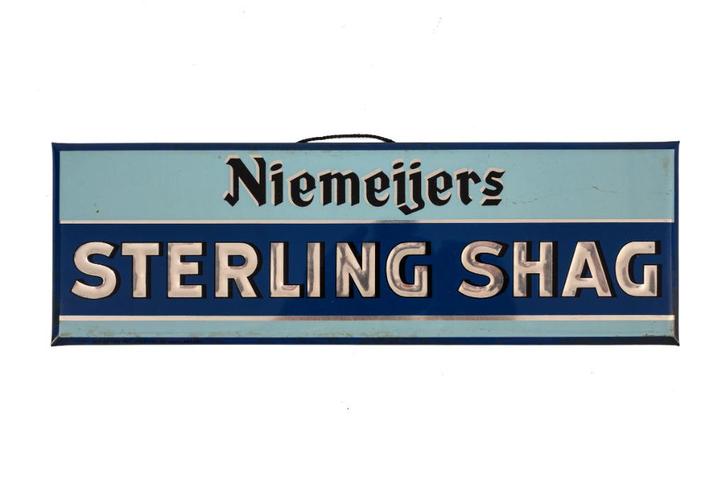 Blikken bordje Niemeijers Sterling Shag, Verzamelen, Merken en Reclamevoorwerpen, Gebruikt, Reclamebord, Ophalen of Verzenden