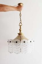 Messing hanglamp met frosted iced glas. Vintage lamp, goud, Ophalen, O, O, Glas