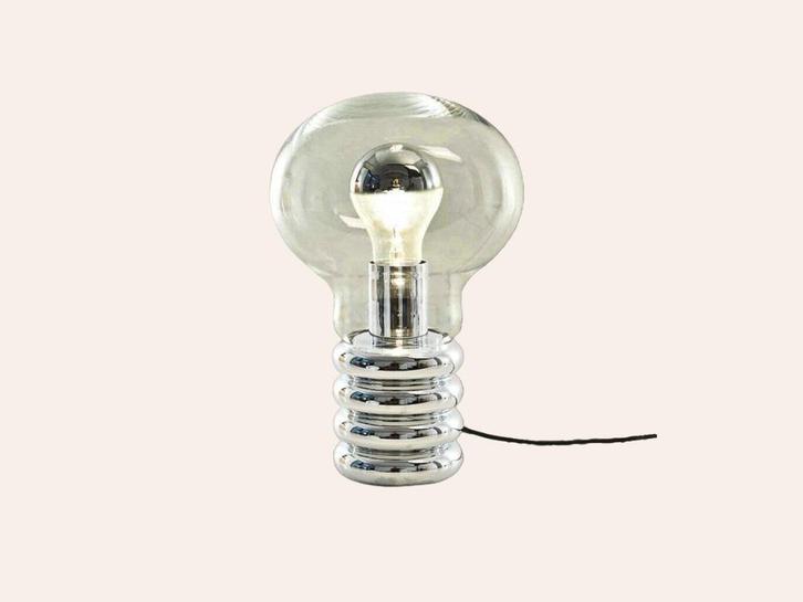 Ingo Maurer Bulb bij TheReSales, Huis en Inrichting, Lampen | Tafellampen, Zo goed als nieuw, Minder dan 50 cm, Glas, Metaal, Ophalen of Verzenden
