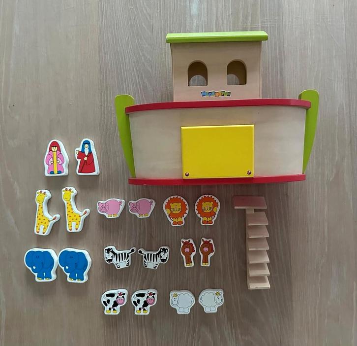 Houten Ark van Noach - Wood Be Fun, Kinderen en Baby's, Speelgoed | Houten speelgoed, Zo goed als nieuw, Ophalen