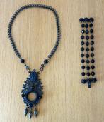 Zwarte vintage Babylone Paris ketting en armband, Sieraden, Tassen en Uiterlijk, Kettingen, Zwart, Ophalen of Verzenden, Zo goed als nieuw