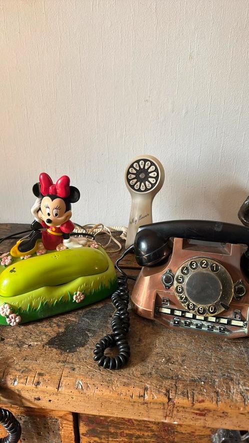 3 vintage telefoons oa minie Mouse telefoon en zware koperen, Telecommunicatie, Vaste telefoons | Niet Draadloos, Zo goed als nieuw