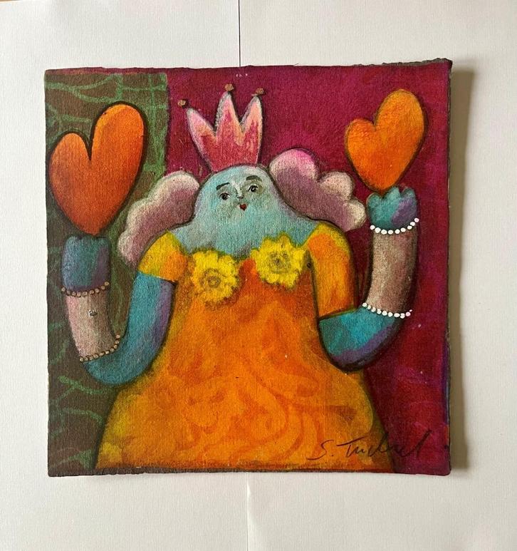 Gesigneerd werk in gemengde techniek van Sabine Tuchel, Antiek en Kunst, Kunst | Schilderijen | Modern, Ophalen of Verzenden