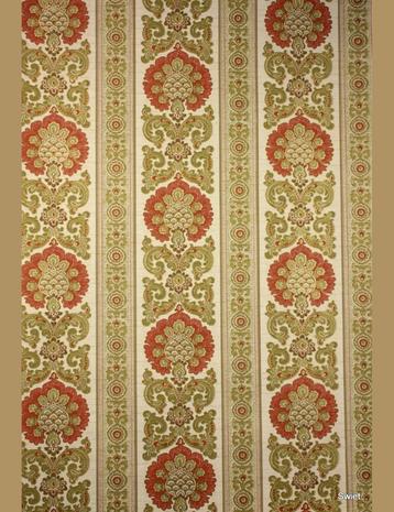 4691 60s klassiek oud behang groen rood barok vintage  swiet beschikbaar voor biedingen