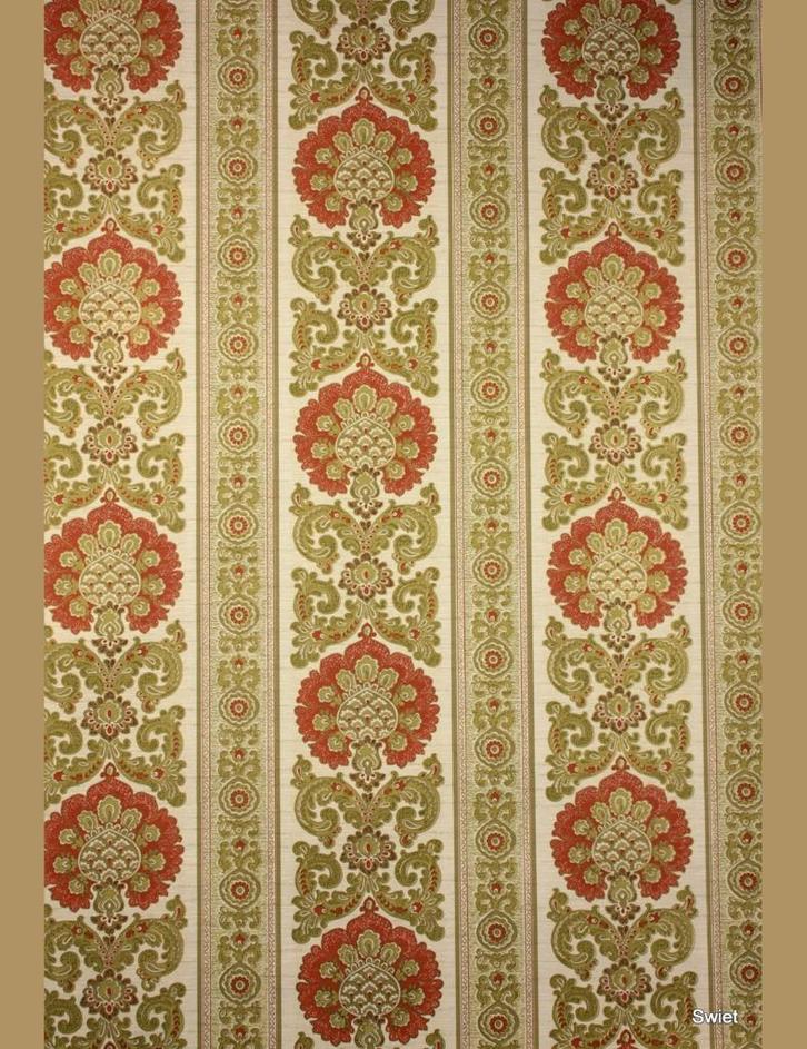 4691 60s klassiek oud behang groen rood barok vintage  swiet, Huis en Inrichting, Stoffering | Behang, Groen, 75 m² of meer, Ophalen of Verzenden