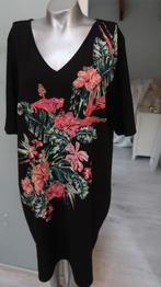 MS Mode xl prachtig tuniek/jurk zwart met bloem, Verzenden, Zo goed als nieuw, MS Mode, Jurk