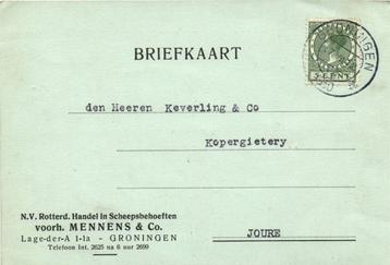voorh. Mennes + Co., Groningen - 07.1930 - briefkaart beschikbaar voor biedingen