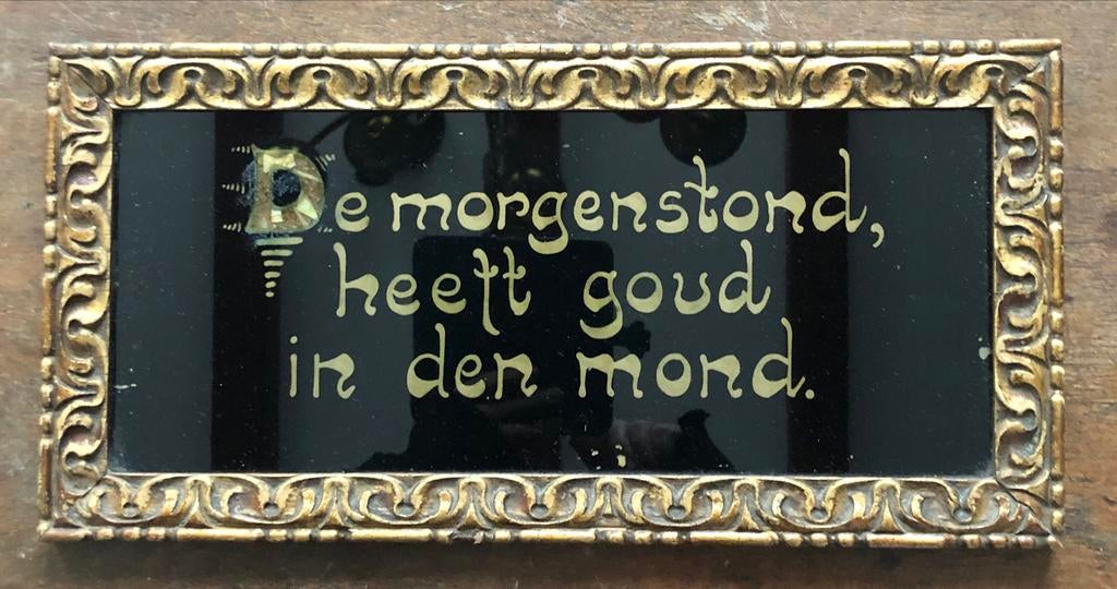 Ingelijste spreuk met parelmoer, Antiek en Kunst, Ophalen of Verzenden