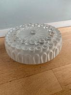Vintage plafonlamp geperst glas rond, Ophalen of Verzenden, Zo goed als nieuw, Glas