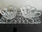 Roomstel van kristal melkkannetje, suikerpot en onderzetter, Ophalen of Verzenden