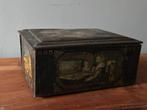 Antieke Beschilderde Blikken Doos - brocante, Antiek en Kunst, Ophalen of Verzenden