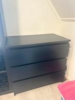 Malm Ladekast Zwart - 3 lades, Ophalen, 50 tot 100 cm, Zo goed als nieuw, 3 of 4 laden