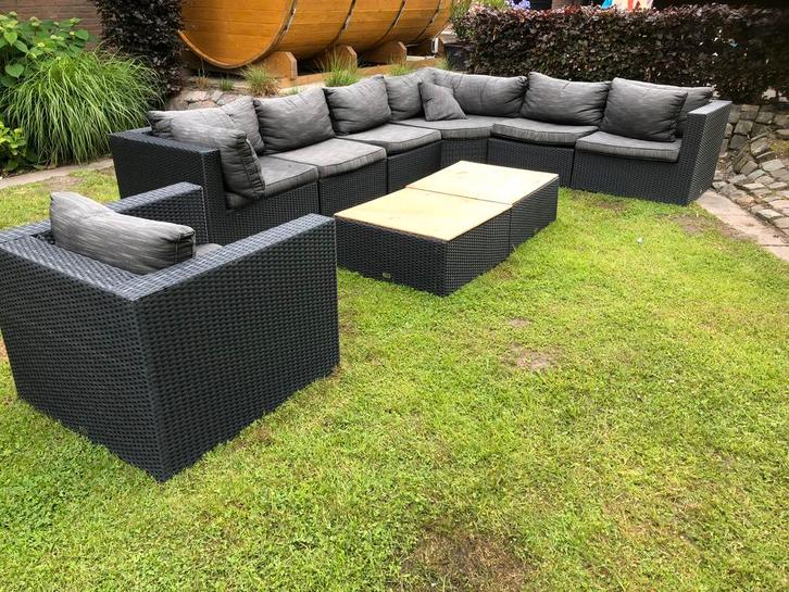 Loungebank + losse stoel Bois le duc, Tuin en Terras, Tuinsets en Loungesets, Gebruikt, Loungeset, Kunststof, 7 zitplaatsen, Bank