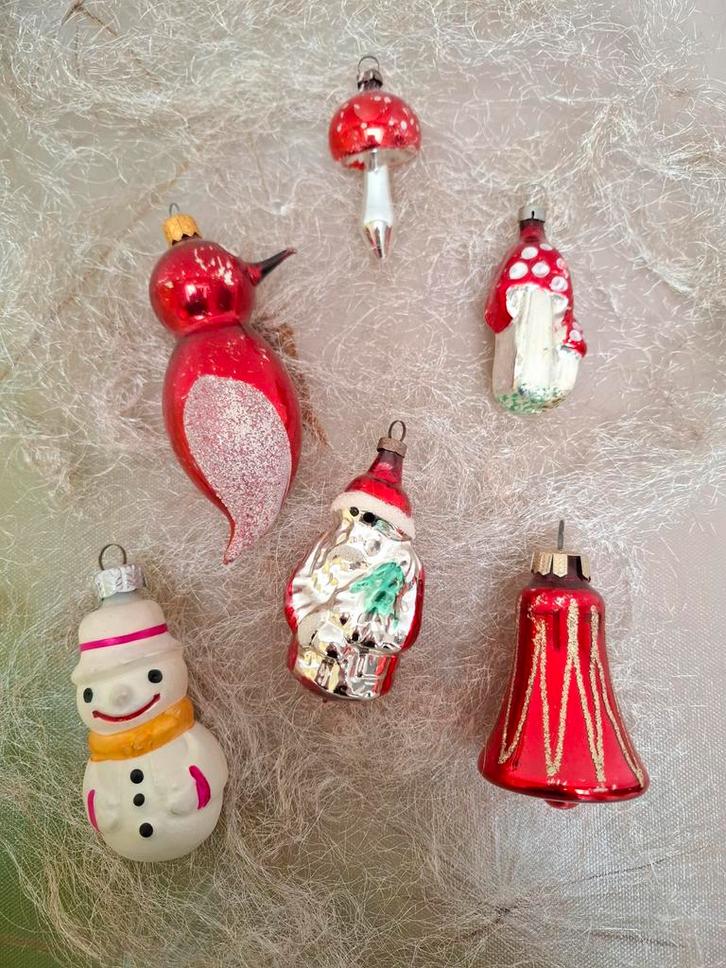 Vintage Kerstboom Ornamenten Set van 6, Antiek en Kunst, Antiek | Woonaccessoires, Ophalen of Verzenden