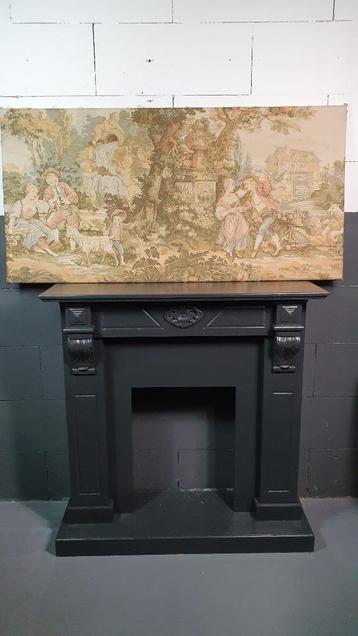 Antieke gobelin, wandtapijt op hout. Victoriaans. S30 beschikbaar voor biedingen