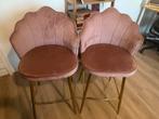Mooie barkrukken - roze velvet, Ophalen, Gebruikt, Met voetsteun, 60 tot 90 cm