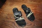 Think vlot zwart leren sandalen mt 37 KOOPJE