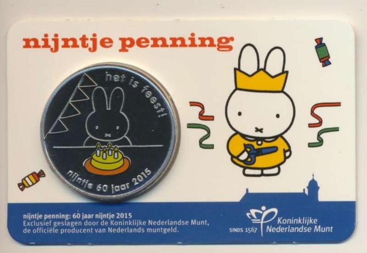 Nederland 60 jaar Nijntje penning 2015 in coincard, Postzegels en Munten, Penningen en Medailles, Overige materialen, Nederland