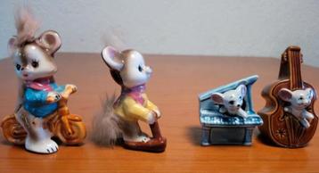 4x vintage beeldje muis Japan 60 porselein keramiek Vaga beschikbaar voor biedingen