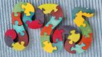 puzzelslang hout, Ophalen of Verzenden, 10 tot 50 stukjes, Gebruikt