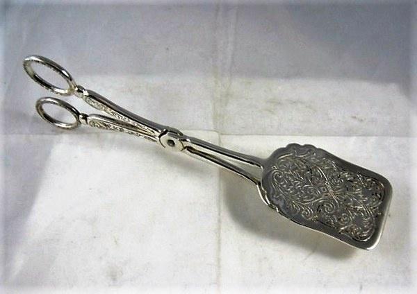 Gebaktang Serveertang, verzilverd, mooi versierd (7355-5), Antiek en Kunst, Curiosa en Brocante, Ophalen