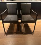 6 lederen eetkamerstoelen antraciet, Gebruikt, Leer, Ophalen of Verzenden, Grijs