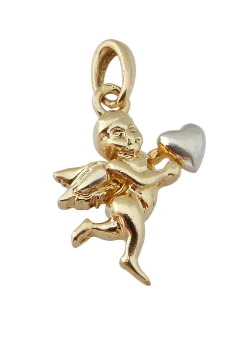 14 karaat Gouden Engel Engelbewaarder Gouden Hartje Hanger, Sieraden, Tassen en Uiterlijk, Kettinghangers, Nieuw, Goud, Overige voorstellingen