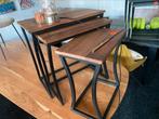 Bijzettafel set 3 delig ook zwart 62x36x61 52x32x56 42x27x51, Ophalen, Minder dan 55 cm, Rond, Zo goed als nieuw