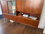 Vintage highboard buffetkast Teak, Ophalen, Gebruikt, 100 tot 150 cm, Teakhout
