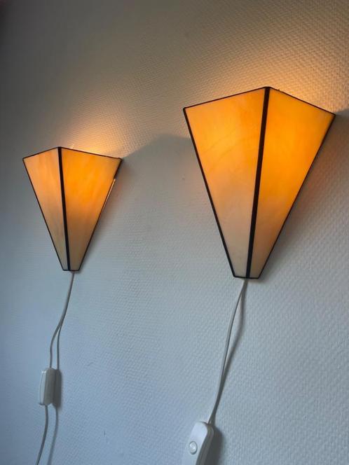 Set/2 Art Deco trapezium wandlamp Tiffany stij, Huis en Inrichting, Lampen | Wandlampen, Gebruikt, Ophalen