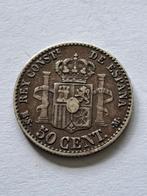 50 cent Spanje zilver 1880, Postzegels en Munten, Munten | Europa | Niet-Euromunten, Zilver, Ophalen of Verzenden, Overige landen