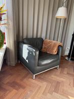 2 stuks lederen Machalke fauteuils in de kleur antraciet, Ophalen, Gebruikt, 50 tot 75 cm, Leer