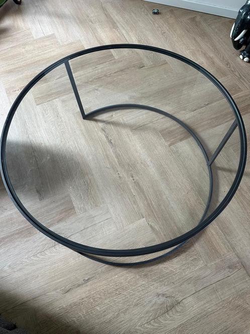 Nette, ronde tafel met glasplaat, Huis en Inrichting, Tafels | Salontafels, Zo goed als nieuw, Minder dan 50 cm, 50 tot 100 cm