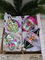4 oude glazen kerstballen 8/9cm./A10/, Verzenden, Gebruikt