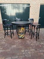 4 Barkrukken Thonet Stijl + Statafel Oliedrum, Huis en Inrichting, Barkrukken, Gebruikt, Met voetsteun, 60 tot 90 cm, Ophalen of Verzenden
