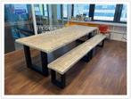 Industrieel Eettafel Bureau Vergadertafel Eetkamertafel, Verzenden, Vijf personen of meer, Industrieel landelijk robuust staal hout