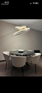 Zwarte marmeren eettafel 130 cm diameter, 100 tot 150 cm, Rond, Ophalen of Verzenden, Zo goed als nieuw