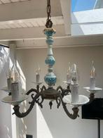 Brocante 5 armige porseleinen Kroonluchter, Huis en Inrichting, Lampen | Kroonluchters, Ophalen, Gebruikt, Vintage brocant