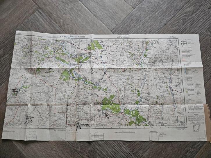 Duitse Oostfront kaart 1942 regio Charkov met aantekeningen, Verzamelen, Militaria | Tweede Wereldoorlog, Ophalen of Verzenden