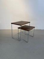 Vintage Brabantia nesting tables bijzettafels sidetables, Gebruikt, Rechthoekig, 45 tot 60 cm, Minder dan 55 cm