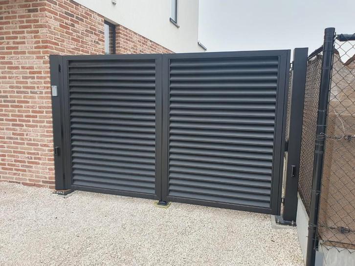 Dichte poort uit voorraad leverbaar model: Denver 400x180cm, Tuin en Terras, Tuinhekken en Hekwerk, Nieuw, Spijlenhekwerk, IJzer