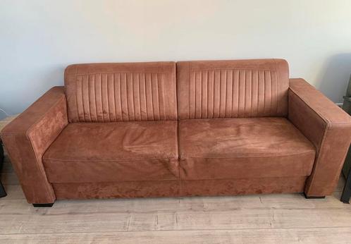 Cognac bruine bank, Huis en Inrichting, Banken | Bankstellen, Zo goed als nieuw, Rechte bank, Driepersoons, 200 tot 250 cm, 75 tot 100 cm