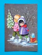 Ansichtkaart Gelukkig Nieuwjaar 2 meisjes - rond 1969, Verzamelen, Verzenden, 1960 tot 1980, Gelopen, Feest(dag)